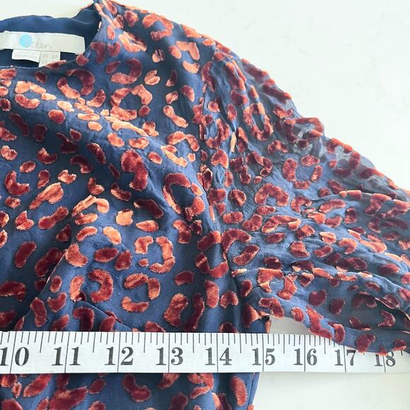 Boden black georgette brown velvet animal print silk blend midi dress 2P - Picture 8 of 11